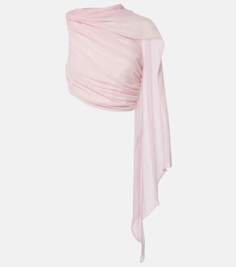 Solene gathered scarf-detail mesh top | Posse