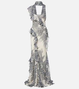 Mayara zebra-print georgette maxi dress | De La Vali
