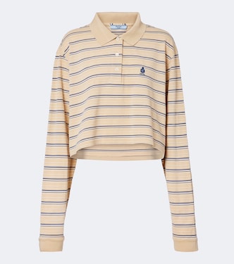 Logo striped cotton piqué polo shirt | Prada