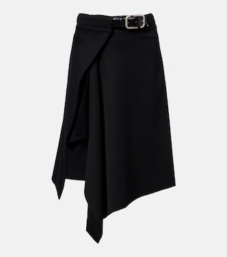 Asymmetric virgin wool wrap skirt  | The Attico