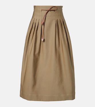Tempio belted cotton twill midi skirt | Max Mara