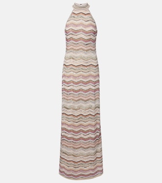 Halterneck sequined lamé maxi dress | Missoni