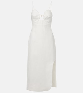 Vestido midi de lino adornado | Farm Rio