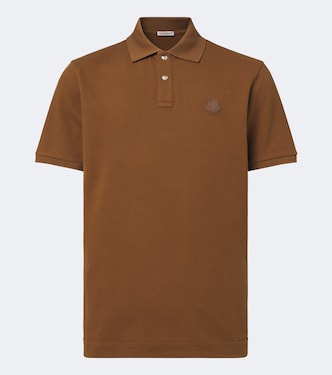Leather-trimmed cotton piqué polo shirt | Moncler