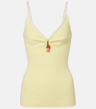 Top de bouclé en mezcla de algodón adornado | Prada