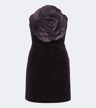 Lois floral-appliqué velvet bustier dress | Rebecca Vallance