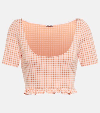 Checked crop top | Miu Miu