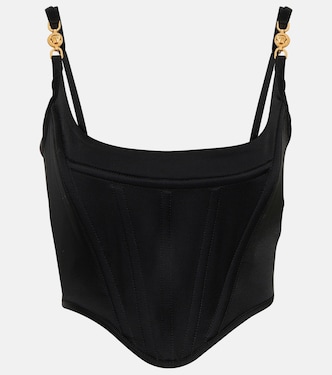 Medusa '95 embellished satin bustier | Versace