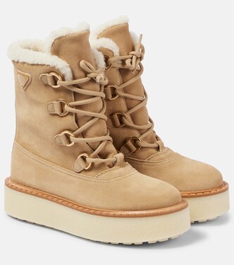 Botas con cordones Evolve de ante y borrego | Prada