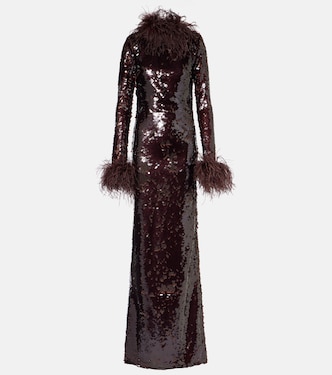 Zouzou feather-trimmed sequined gown | The New Arrivals Ilkyaz Ozel