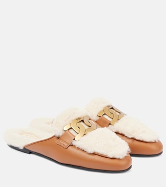 Catena shearling and leather mules | Tod's