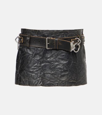 Belted leather miniskirt | Prada