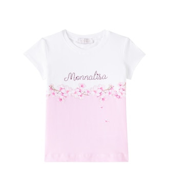 Logo floral cotton-blend T-shirt | Monnalisa