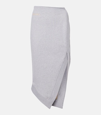 Logo asymmetric cotton jersey midi skirt | The Attico
