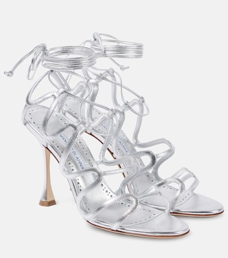 Fawda 105 metallic leather sandals | Manolo Blahnik