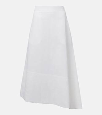 Asymmetric linen midi skirt | Jil Sander