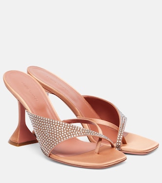 Mules Shiona 95 in raso con cristalli | Amina Muaddi