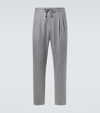 Virgin wool flannel straight pants | Brunello Cucinelli