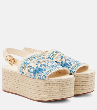Printed leather platform espadrilles | Farm Rio