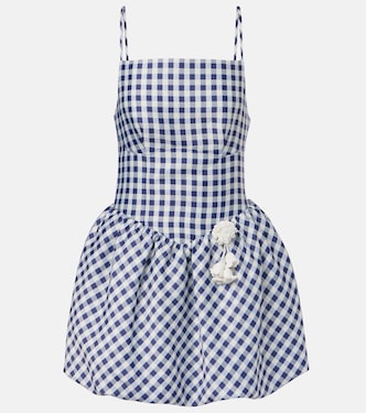 فستان قصير من التفتا بنقشة غينغهام | Self-Portrait