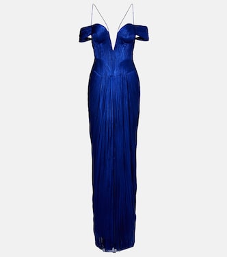 Abito lungo Camilla in tulle di seta metallizzata | Maria Lucia Hohan