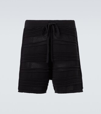 Cotton-blend crochet Bermuda shorts | Commas