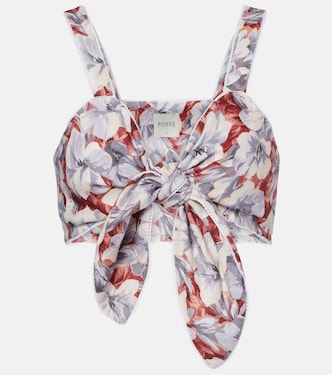 Luna floral linen crop top | Posse