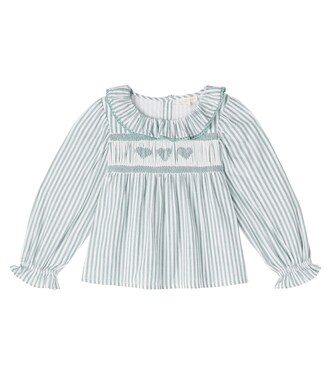 Antonella smocked striped cotton blouse | Louise Misha