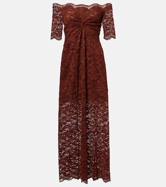 Off-shoulder lace maxi dress | Rabanne