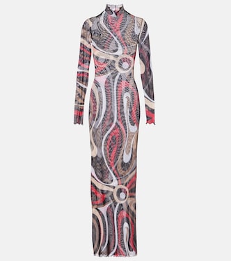Bedrucktes Maxikleid aus Jersey mit Tüll | Pucci