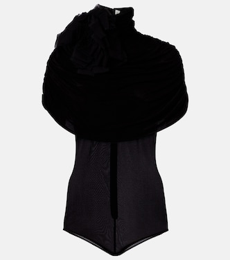 Floral-appliqué caped bodysuit | Magda Butrym