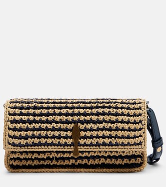 Clutch Bettina Mini de rafia con piel | Christian Louboutin