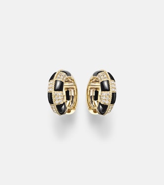 Ohrringe Mini aus Onyx aus 9kt Gelbgold mit Diamanten und Onyx | Yvonne Léon