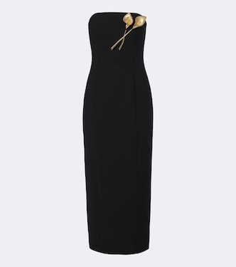 Vestido bustier en mezcla de lana adornado | Carolina Herrera