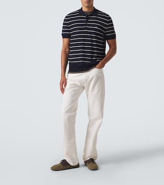 Striped cotton polo shirt in blue - Prada | Mytheresa