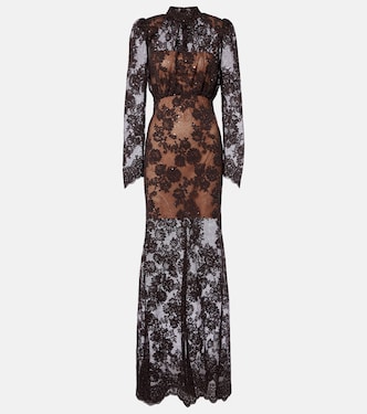 Sheer sequined lace gown | Self-Portrait