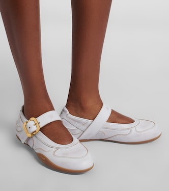 Gymnasium leather ballet flats in white - Miu Miu | Mytheresa