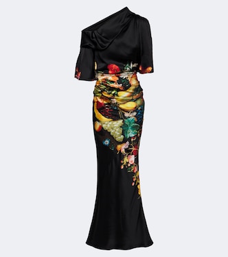 Draped printed silk satin gown | Dries Van Noten