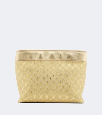 Mini leather-trimmed lamé pouch | Missoni