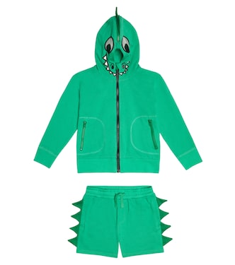 Crocodile cotton hoodie and shorts set | Stella McCartney Kids