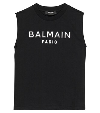 Logo cotton jersey top | Balmain Kids