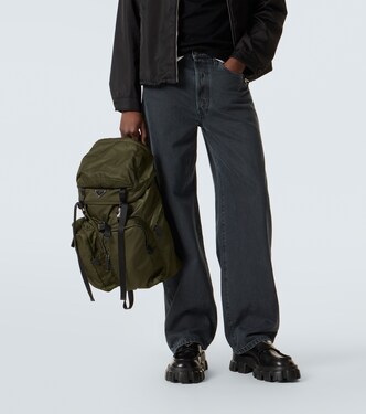 Re-Nylon leather-trimmed backpack in green - Prada | Mytheresa display picture 1
