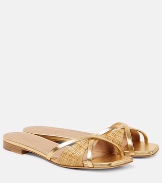 Penn raffia and metallic leather sandals | Malone Souliers