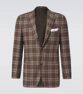 Checked wool, silk and linen blazer | Kiton