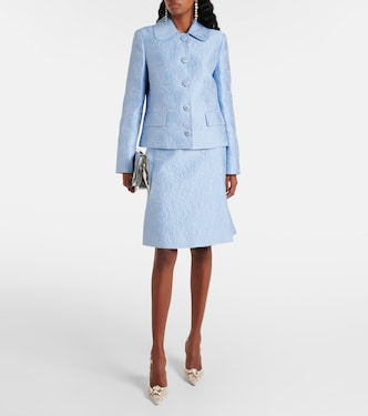Cotton and silk-blend jacquard jacket in blue - Dolce Gabbana