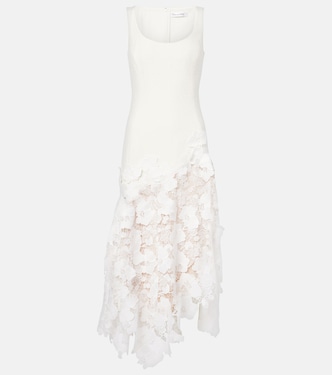 Tweed and guipure midi dress | Oscar de la Renta