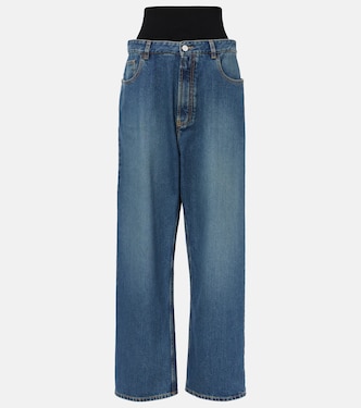 High-rise jersey-trimmed straight jeans | Alaïa