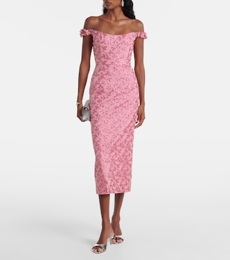 amina midi dress in pink amina - amelie floral pink