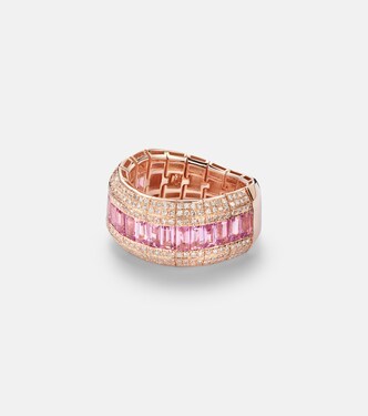 18kt rose gold ring (750/1000) with pink sapphire and diamonds | Shay Jewelry