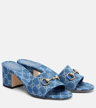 Horsebit GG denim sandals | Gucci